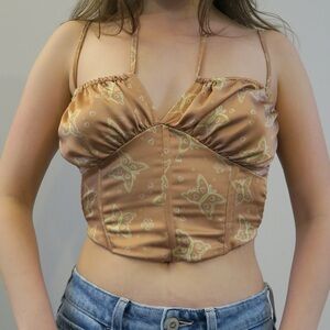 Peachy Nude Satin Butterfly Corset Top